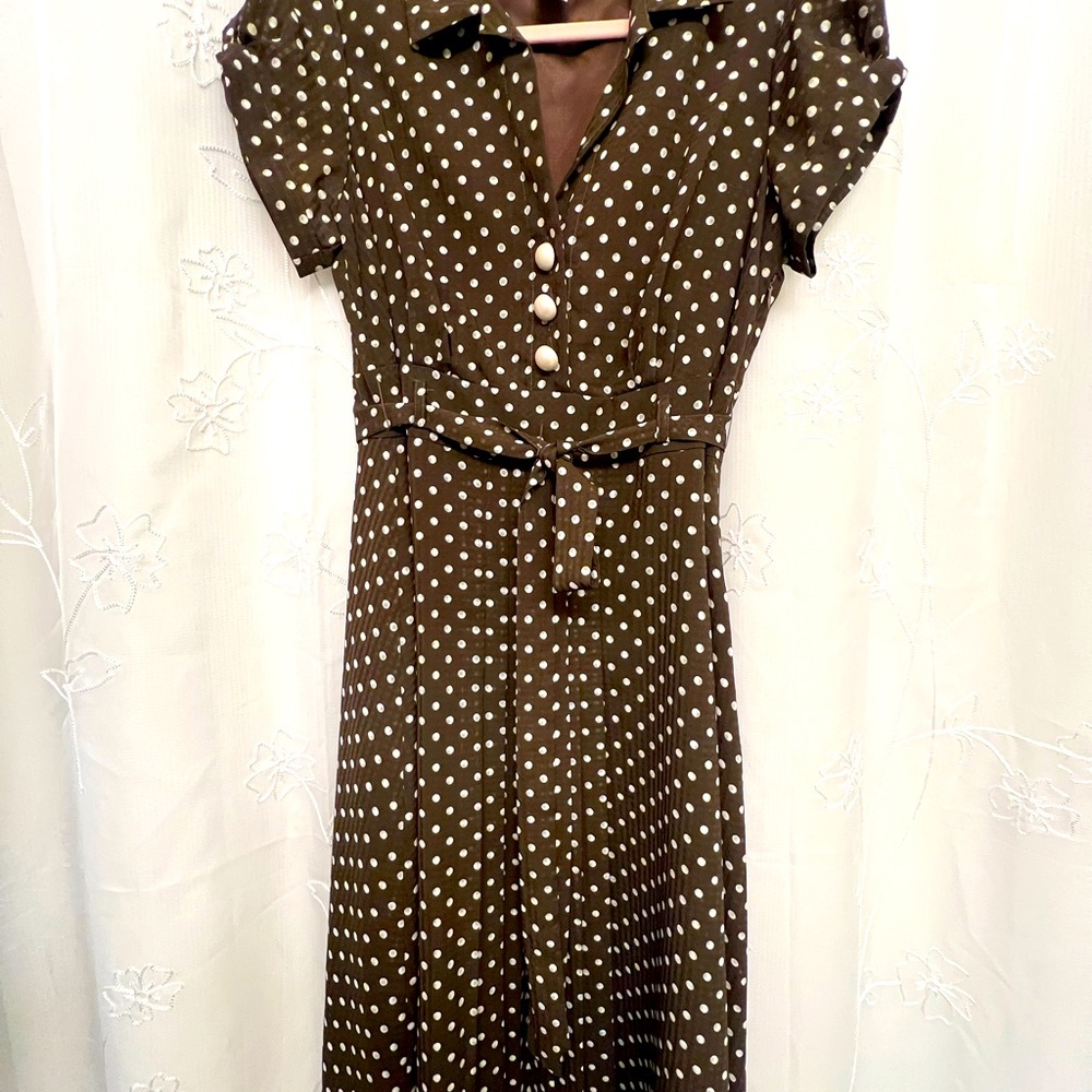 Robbie Bee Dress - brown white polka dot